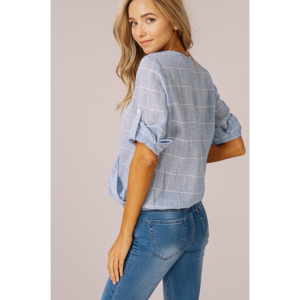 Last One!! Checked Woven Surplus Top - Picture 2 of 6